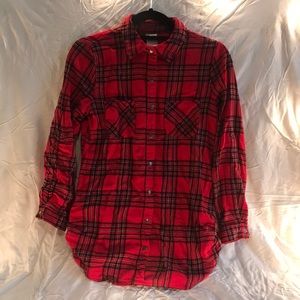 Button-up plaid long sleeve